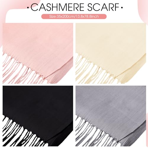 4 Pcs Soft Shawl Womens Scarf Winter Silky Wrap Soft Winter Neck Scarf Warm Travel with Tassel Edge for Men2