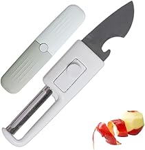 2-in-1 Portable Kitchen Knife and Peeler Set with Stainless Steel Blade & Protective case, Compact Grey Fruit & Vegetable Cutter, mini Knife for Slicing & Daily Cooking use