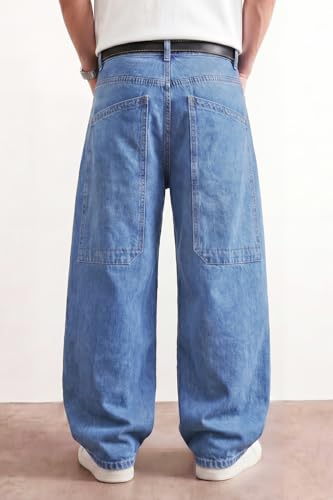 Image of GINGTTO Men's Baggy Barrel Jeans Wide Leg Y2K Denim Pants | Loose Fit Streetwear Casual Hip Hop Skater Vintage Style