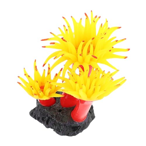 ifundom Decoración de Acuario Planta Artificial de Plástico Simulación Coral Amarillo para Paisaje de Pecera Fácil de Limpiar y Duradera