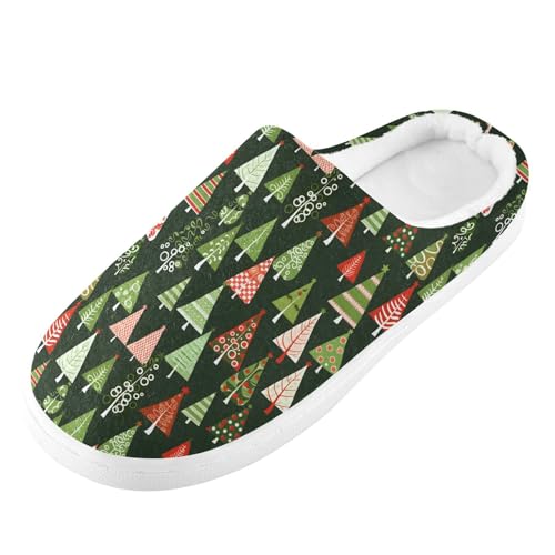 Fuzzy Memory Foam Slippers for Women/Men Beutiful Green Tree Pattern Fluffy Winter House Shoes Indoor and Outdoor