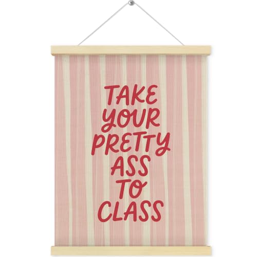 QEJ Funny Pink Striped Wall Art Hanger Frame Poster for Girls Bedroom College Dorm 12x16 Inch