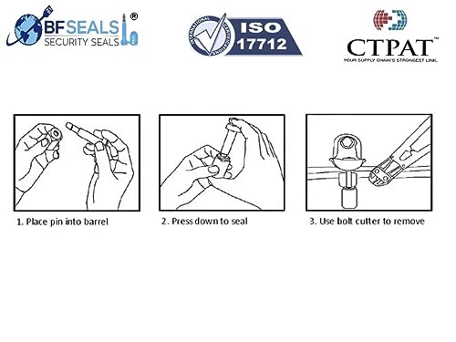 High Security Bolt Seal HK, 400 pcs, Yellow, for Containers, ISO & C-TPAT Certified, Barcode & Sequential Numbering. eco BFSEALS for Premium Seal. Free & Quick USA Shipping!