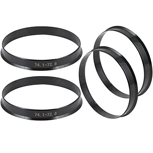 SCITOO Wheel Hub Centric Rings 74.1mm to 72.56mm black Plastic Hubrings 74.1 OD 72.56 ID - 4PCS
