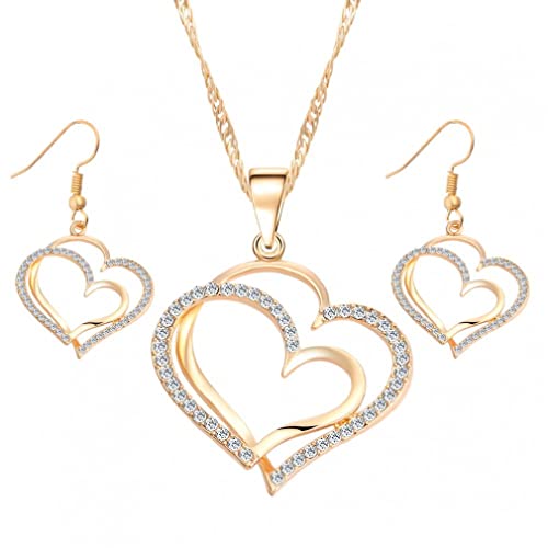 Ensemble collier et boucles d'oreilles cristal chaîne couleur mariage Saint-Valentin