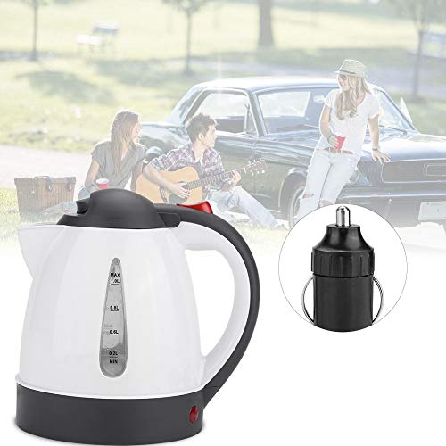 Portátil 1 Hervidor de camión en el automóvil Portátil, 1000ml 24V Travel Car Kettle Inner, Hervidor de agua para automóvil con enchufe para encendedor de cigarrillos, Botella de calentador de agua Cover