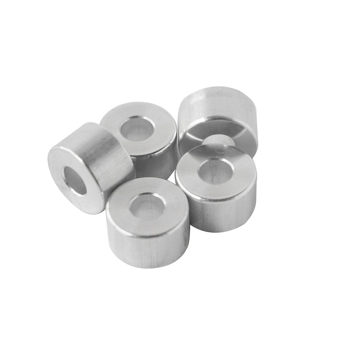 Aluminum Spacer 5/8 OD x 1/4 ID x Choose Your Length, Round Spacer Unthreaded Standoff Bushing Plain Finish, Fits screws bolts 1/4 or M6 by Metal Spacers Online (3/8 Length, 2 Pack)