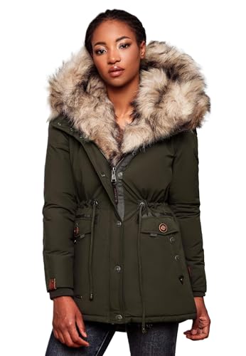 Navahoo 2in1 Damen Winter Jacke Parka Mantel Winterjacke warm Fell B365...