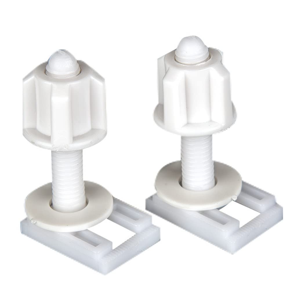 Toilet Seat Bolts, 2PCS White Plastic Hinge Screws with Rubber Washers
