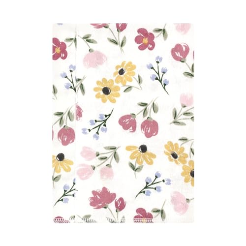 Image of Hudson Baby Unisex Baby Cotton Poly Flannel Burp Cloths, Soft Painted Floral 7 Pack, One Size