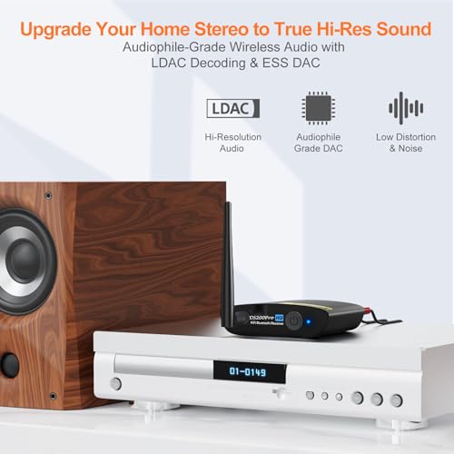 Image of 1Mii DS200Pro Bluetooth 5.3 Receiver for Home Stereo, HiFi Wireless Audio Adapter with LDAC, Built-in DAC, Long Range, Optical & RCA Outputs