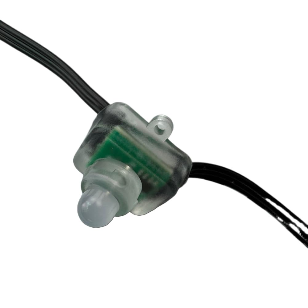 RGB-Pixel-Lichterkette, DC 5 V, quadratisch, 12 mm, WS2811, IC-adressierbar, 3-polig, 18 AWG, schwarzer Draht, 10 cm Abstand, 50 Pixel pro Set, IP68