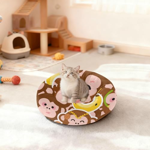 Lit pour chien déhoussable lavable marron taille M panier singe doux