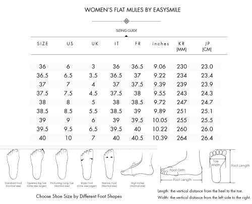 Easysmile Metal Chain Decor Flat Mules For Women Closed Pointed Toe Slip On Loafers Slides Backless Mules Shoes #TOP5