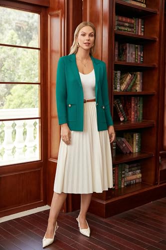 GRACE KARIN Sweater Blazer for Women Business Casual Long Sleeve Work Blazer Dressy Fall Stretch Open Front Cardigan Blue — view 5