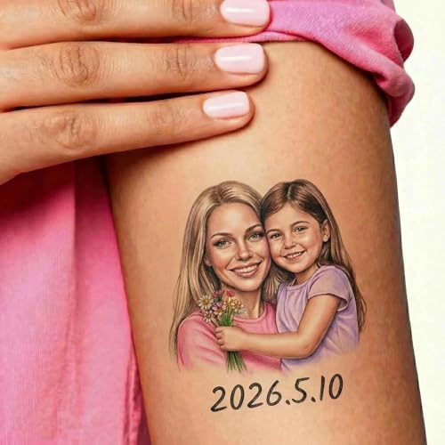 Custom Photo Temporary Tattoos for Mother's Day - Personalized Face Stickers for Parties - Set of 12...