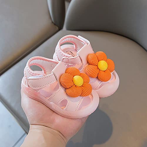 Baby Girls Flower Open Toe Sandals Toddler Soft Soled Sandals Toddler Lightweight Comfortable Shoes (Red, 7.5 Toddler)4