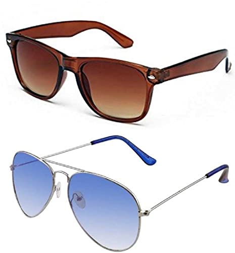 Image of UV-Protected Unisex Wayfarer And Aviator Combo Pack Of 2 Sunglasses