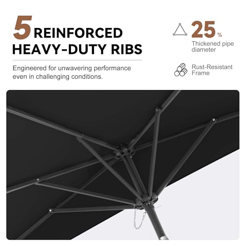 FLAME&SHADE 9ft Half Patio Umbrella - Half Outdoor Umbrella with Tilt UV Protection Waterprool, Half Round Table Umbrella for Wall Balcony, Pool, Porch, Garden, Deck, Market, Backyard (Black) by FLAME&SHADE - Image 7