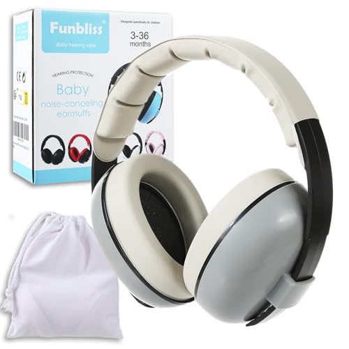 Noise Cancelling Headphones for Kids & Toddlers 3-36 Months, Baby Ear Muffs Noise Protection, Comfortable & Safe Headphones for Travel, Plane & Sleep, Soft Foldable Design with Storage Bag,Grey