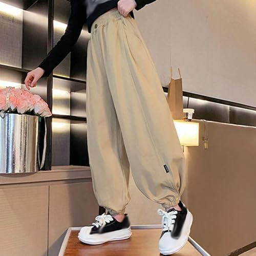 Beessbest Girls Jogger Ice Silk Pants Elastic Waist Solid Color Sweatpants Fall Boys Kids Sport Long Trousers with Pockets4