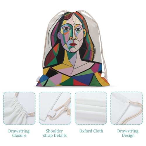 Pensive Woman Drawstring Backpack - Canvas Sports Gym Sackpack, Lightweight String Bag for Beach & Travel4