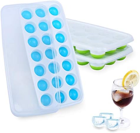 Aibrisk Ice Cube Trays 3 Pack Flexible Silicone Ice Cube Trays with Removable Lids,Easy Release 63 Ice Cube,BPA Free and Stackable Dishwasher Safe