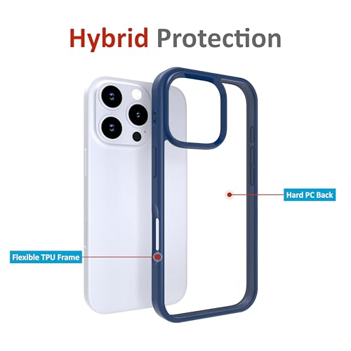 Image of for iPhone Case 16 Pro, [Anti-Yellowing Technology] [Military Grade Drop Protection] Shockproof Slim Hybrid Phone Case for iPhone 16 Pro- Indigo Blue
