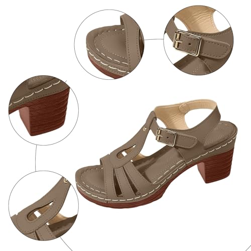 Chunky Heel Sandals for Women Platform Wedges Summer Dressy Open Toe Ankle Strap Sandals Casual Slip on Beach Vacation Shoes3