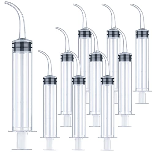 Image of Wisdom Teeth Syringe, 10 Pack Dental Irrigation Curved Syringes for Dental Care Liquid Oral Tonsil Stone TMJ Chin Pain Relief Dentist Implant Clean Feeding Water