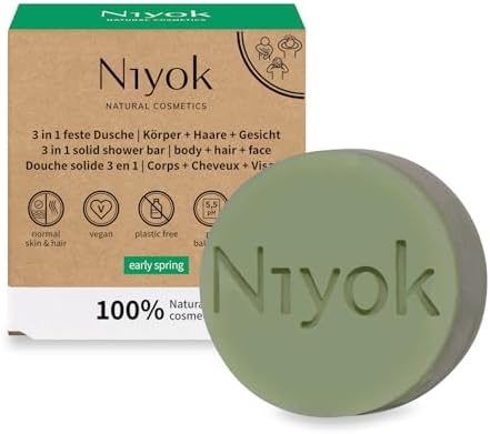 Niyok® Douche Solide 3-en-1 "Early Spring" (80g) • Corps, Cheveux...
