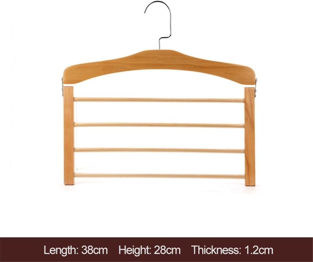 Hangers for Clothes Pants Closet Wooden Trouser Jeans Scarf Organizer Storage 4 Layer Multiple Hanger(E)