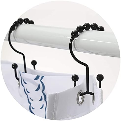 BLBK Shower Curtain Hooks Rings, Stainless Steel Metal Double Glide Black Shower Curtain Hooks for Curtain, Shower Curtain & Liner, Set of 12