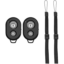 Mando Selfie Control remoto inalámbrico Bluetooth obturador, obturador de cámara con correa de muñeca para smartphone, incluido Compatible con i-OS y Android9 (2 unidades, negro)