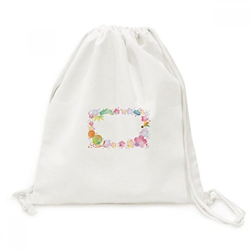 Canvas Drawstring Backpack Sac à Cordon Sakura Géométrie Idéal Voyage