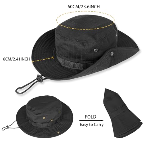 Image of Sun Hats for Men Women Boonie Hat UPF 50+ Bucket Hat Wide Brim UV Protection Fishing Hiking Safari Outdoor Hats