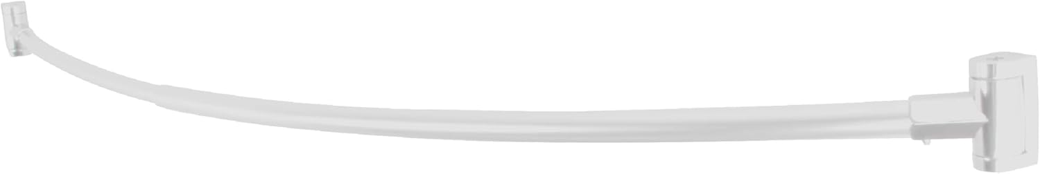 JS Jackson Supplies Single Curved Shower Rod, Metal Construction, Adjustable Between 36 to 61 Inches, Aluminum Rods and Zinc Mounting Hardware, Quality Modern Bathware, White Finish
