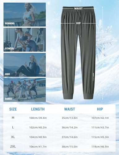 Image of Venzina Women's Lightweight Quick-Dry Icy Cool Straight Pants with Ankle Print, Athletic Breathable 4-Way Stretch Trousers for Gym, Running, Yoga & Casual Wear M-XXL