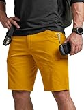 CQR Men's Quick Dry Stretch Hiking Cargo Shorts, Lightweight Water Resistant Tactical Casual, Golf & Outdoor with Pockets, Rocky Amber, 32W x 10L