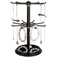 IMIKEYA Rotating Jewellery Display Stand - 2 Tier Necklace Bracelet Holder Plastic Storage Organiser Rack for Earring Keyring Pendant - Retail and Home Use