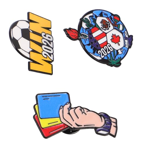 JUMPLAWN 3 Stück Metall Fußballbroschen Klein Cartoon Anstecknadeln aus Legierung für Sportfans Rucksack und Trikot Dekoration Fußballturnier Souvenirs