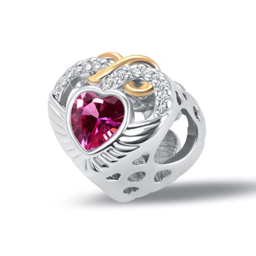 Charm de alas de ángel infinity love heart openwork bead con cristal 3
