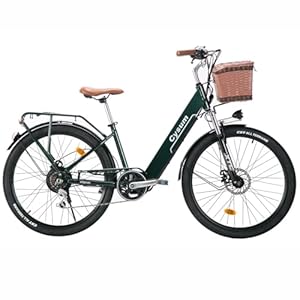 cysum cityrun Elektrische fiets voor dames, 26 inch trapondersteuning, e-bike, elektrische stadsfiets voor volwassenen, motor 250 W, 25 km/u, lithiumbatterij 36 V, 360 WH, autonomie 80 km