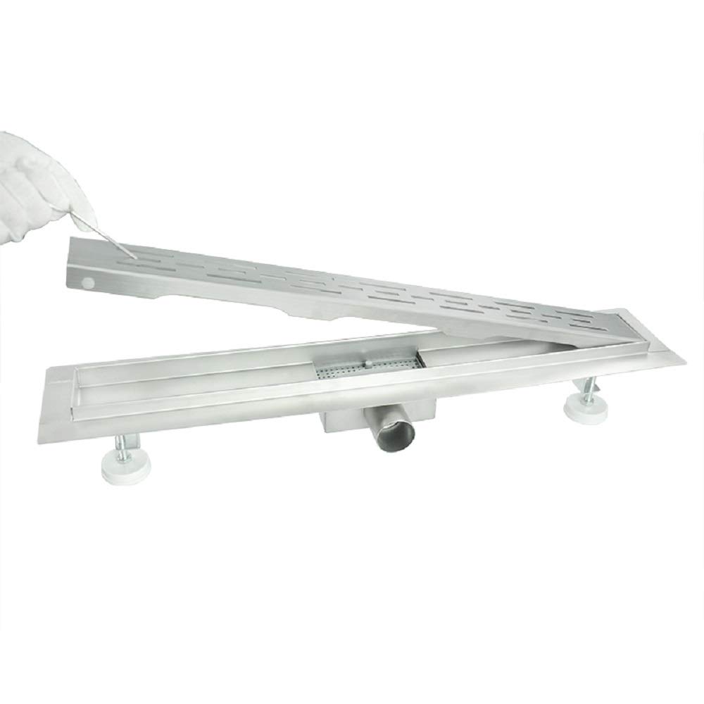 Canalina di Scarico Doccia con Sifone, Scarico a Pavimento in Acciaio Inossidabile, (Adatto per Box Doccia, Bagno, Piscina, Drenaggio), 60CM