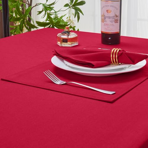 HomeJoy DarkRed 60x144 Rectangular Polyester LinenFarmhouse Tablecloth by HomeJoy - Used condition - Image 3