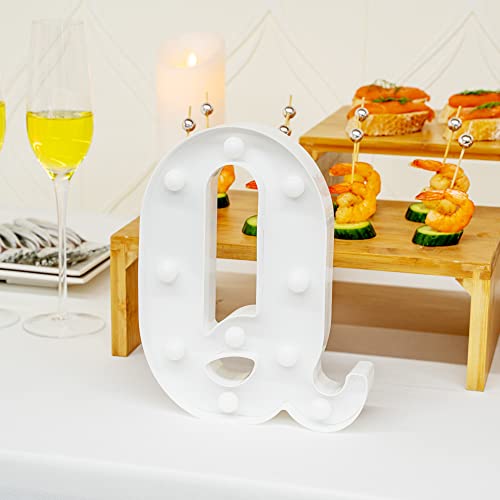 Image of Restaurantware-Illumify 6.8 x 1.2 x 8.7 Inch Light Up Letter, 1 Durable Marquee LED Light - Letter Q, Touchproof, White Plastic Party Light, Keyhole Slot, For Parties, Weddings, Or Special Events