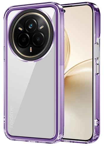 Image of Kapa Warrior Acrylic Clear Back Cover for Realme 14 Pro 5G | Slim Shockproof [Military Grade Protection] Hybrid Bumper Case (Purple Sides)