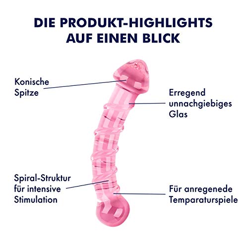EIS Gebogener Glasdildo | Dildo mit Spiralstruktur | Gebogene Form, individuelle Stimulation | Sexspielzeug | 16 cm