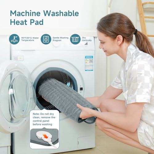 Image of 20 inch x 24 inch Heating Pad for Back Knee Leg Muscle Pain Cramps Relief, Electric Heating Pad for Women Mom Gifts with Moist Dry Option & 6 Heat Levels & Auto Off (Gray)
