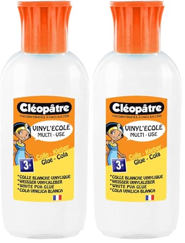 Cléopâtre - VI125X - Vinyl'Ecole - Flacon de Colle blanche vinylique avec Embout biberon 100 g (Lot de 2)